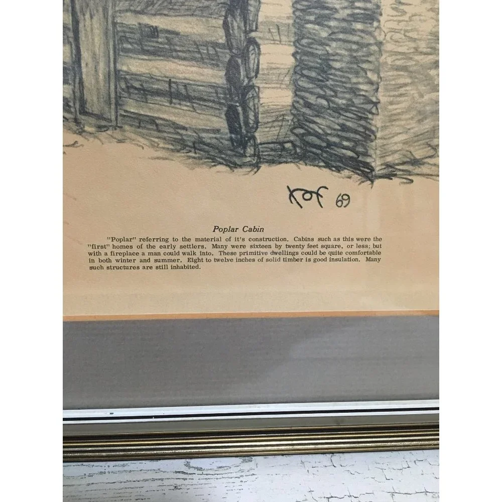 Poplar cabin framed print copyright 1969 R. Brian Fox Limited Edition